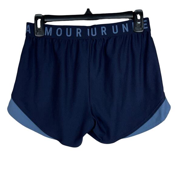 Under Armour Small Play Up 3.0 Twist Shorts Loose Fit Pockets Stretch Navy Blue - Picture 3 of 5